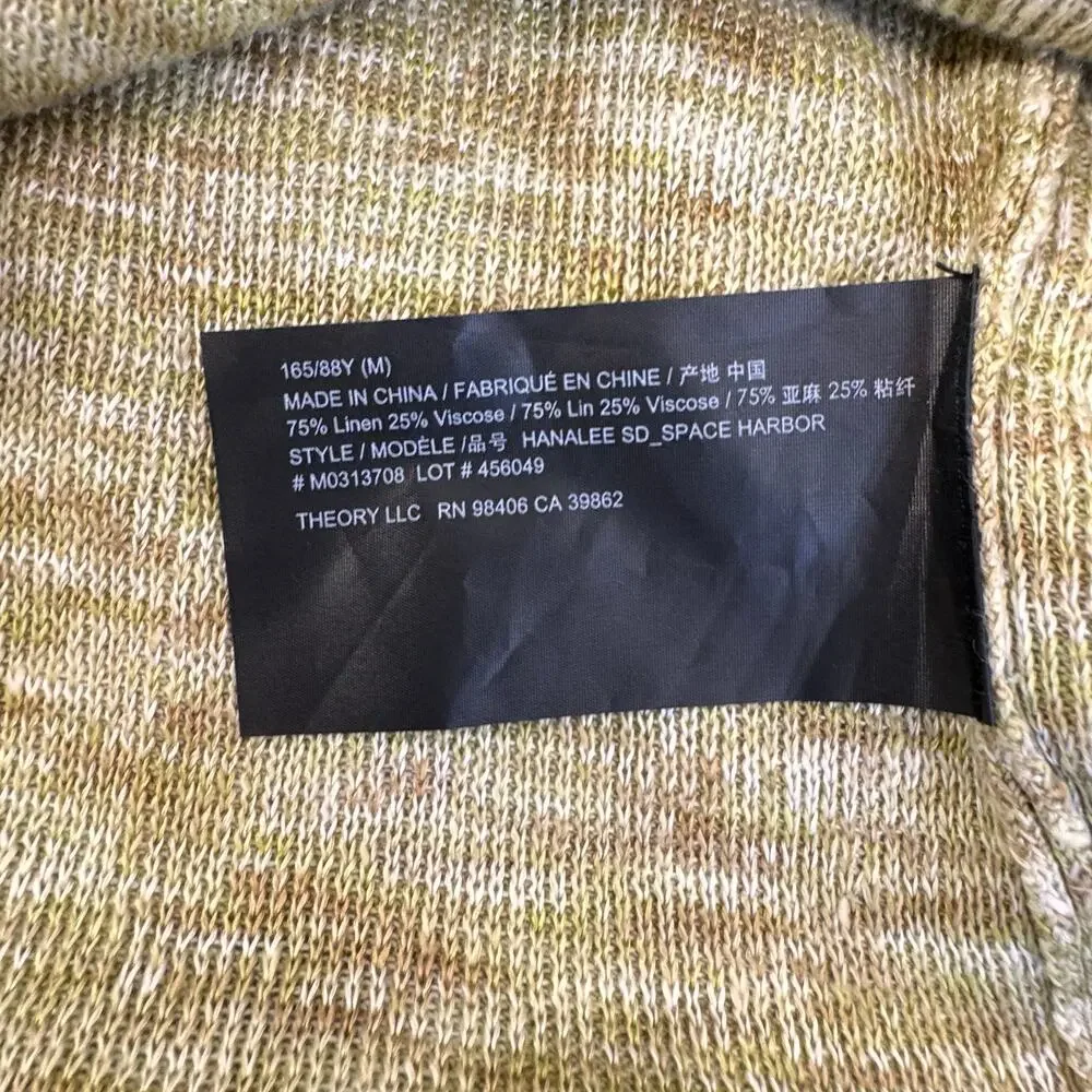 Theory Linen Blend Hanalee Button Cardigan SZ M Minimalist Neutral Light Knit - Picture 7 of 7